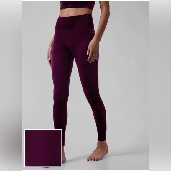 Athleta Pants - Athleta elation velvet tights size xs maroon